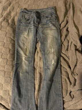 Amethyst Jeans Light Blue Denim Jeans with Floral Lining Discontinued style
